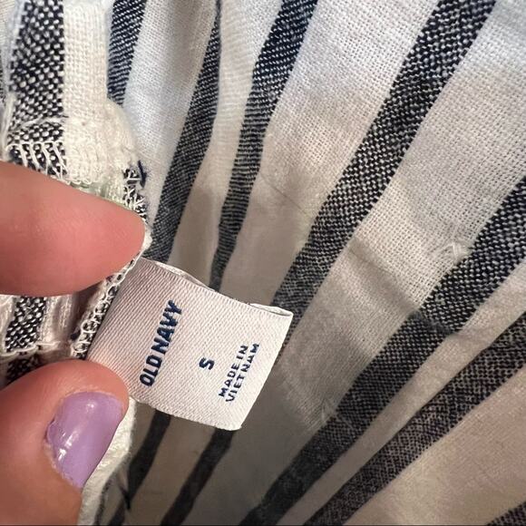NWT Old Navy Sleeveless Striped Romper Size Small Linen Blend w/ Pockets - Picture 10 of 10